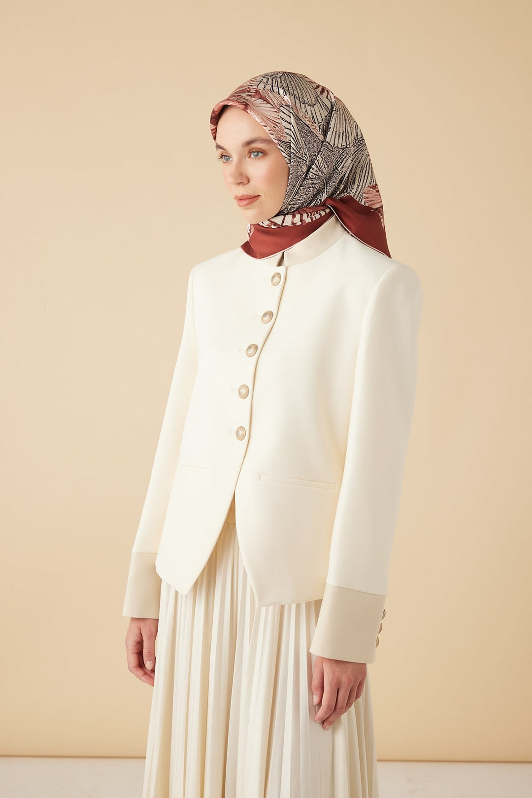 DEVRAN TİVİL İPEK EŞARP 90*90 CM - KIRMIZI - Görsel 3