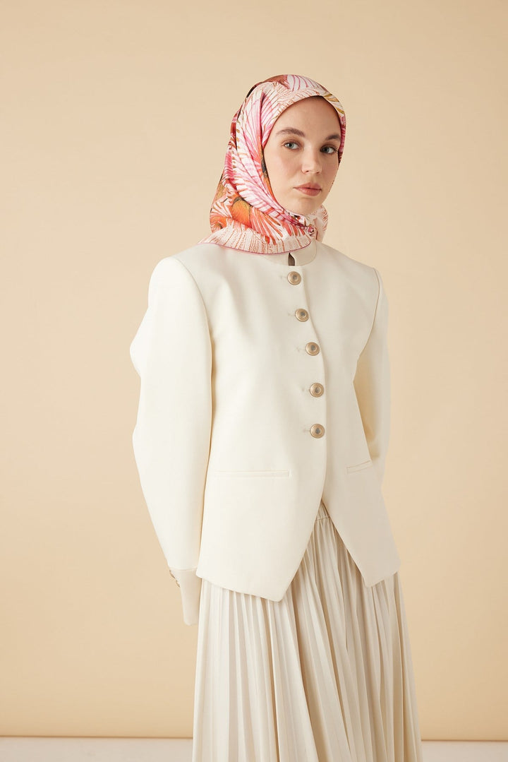 DEVRAN TİVİL İPEK EŞARP 90*90 CM - PEMBE - Görsel 2