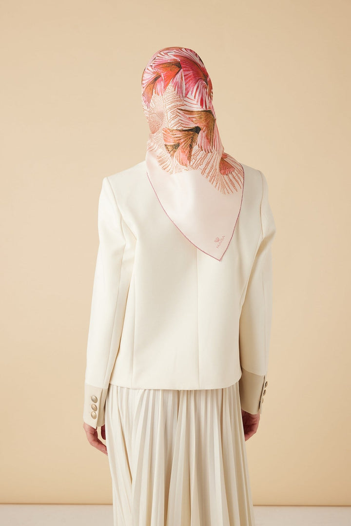 DEVRAN TİVİL İPEK EŞARP 90*90 CM - PEMBE - Görsel 6