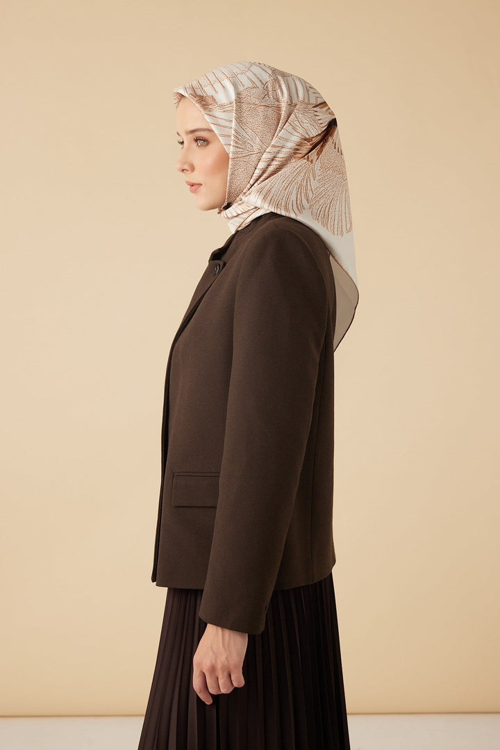 DEVRAN TİVİL İPEK EŞARP 90*90 CM - BEJ - Görsel 4