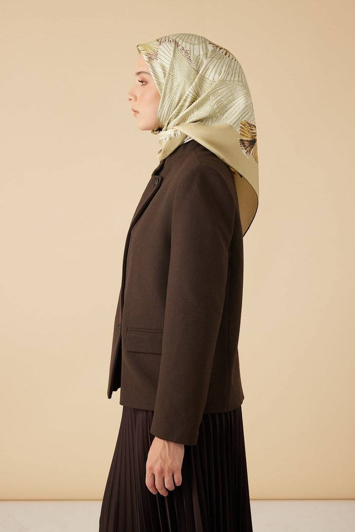 DEVRAN TİVİL İPEK EŞARP 90*90 CM - YEŞİL - Görsel 4