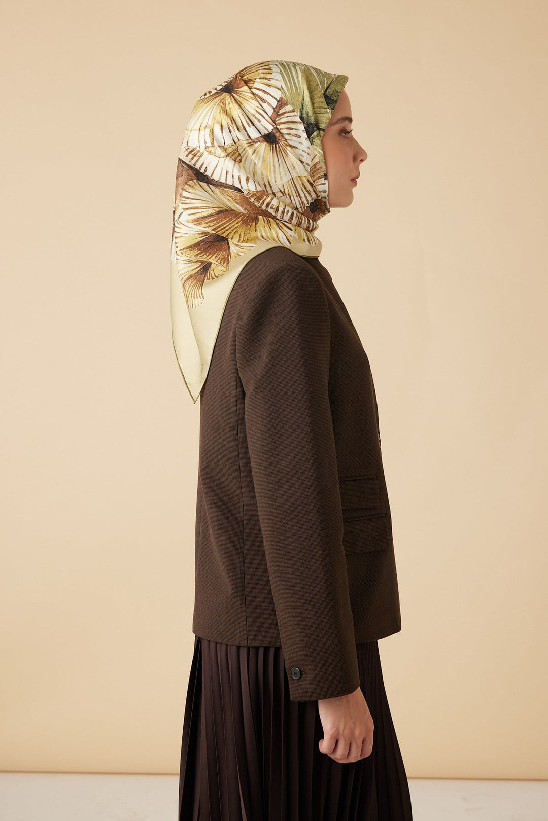 DEVRAN TİVİL İPEK EŞARP 90*90 CM - YEŞİL - Görsel 5