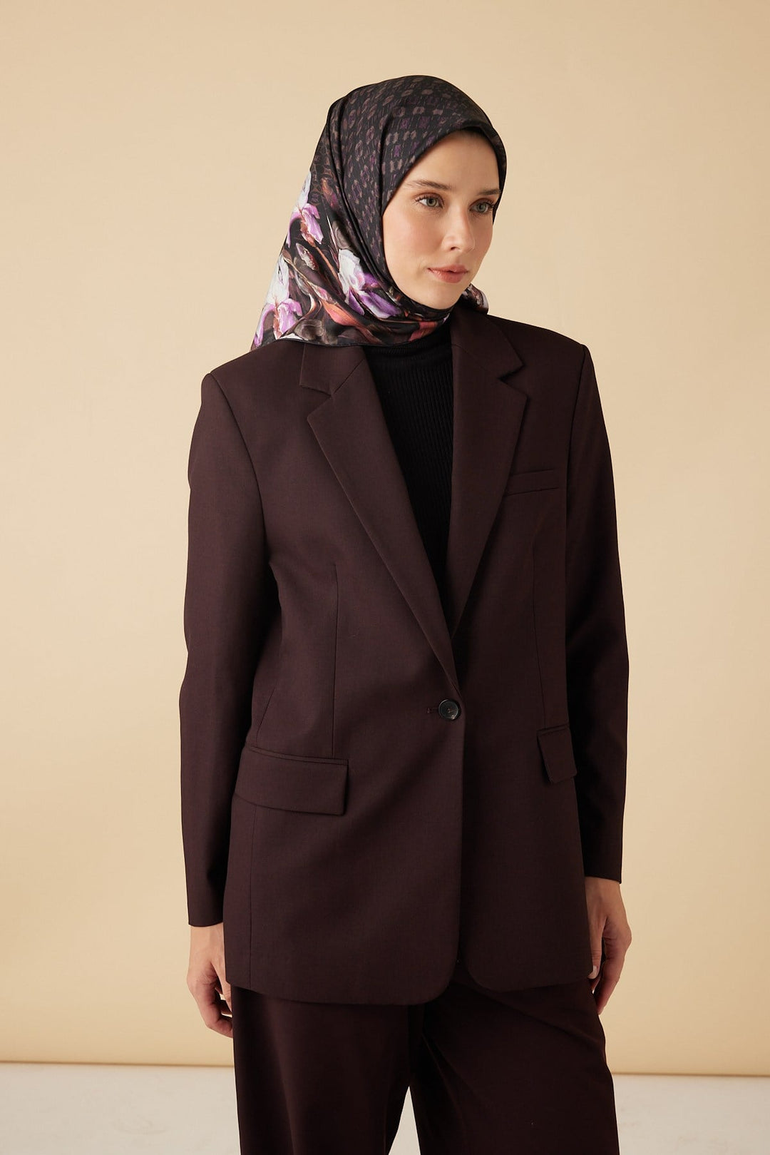 SUSEN TİVİL İPEK EŞARP 90*90 CM - BORDO - Görsel 2