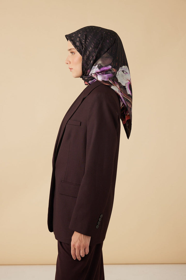 SUSEN TİVİL İPEK EŞARP 90*90 CM - BORDO - Görsel 4