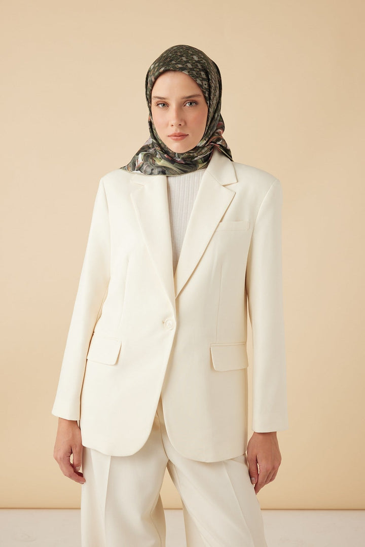 SUSEN TİVİL İPEK EŞARP 90*90 CM - HAKİ - Görsel 1