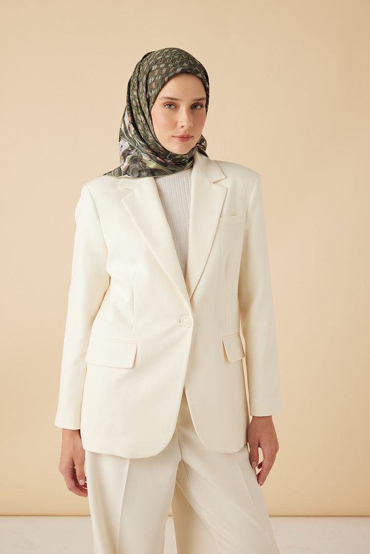 SUSEN TİVİL İPEK EŞARP 90*90 CM - HAKİ - Görsel 2