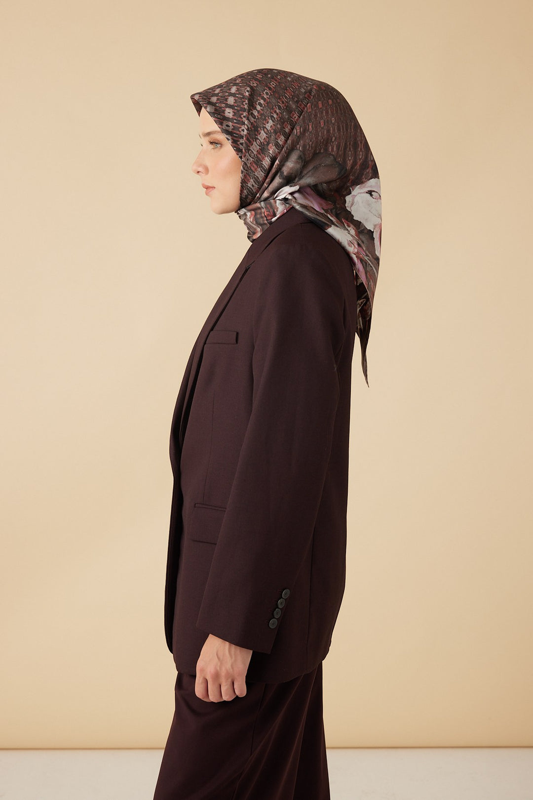 SUSEN TİVİL İPEK EŞARP 90*90 CM - PUDRA PEMBE - Görsel 4