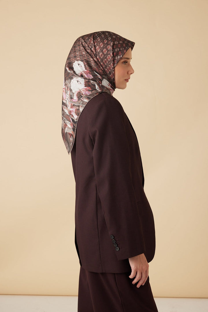 SUSEN TİVİL İPEK EŞARP 90*90 CM - PUDRA PEMBE - Görsel 5