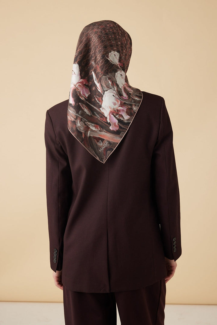 SUSEN TİVİL İPEK EŞARP 90*90 CM - PUDRA PEMBE - Görsel 6