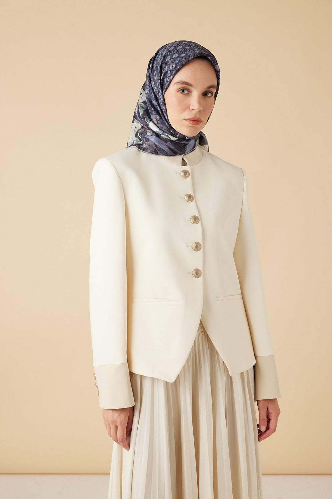 SUSEN TİVİL İPEK EŞARP 90*90 CM - İNDİGO - Görsel 2
