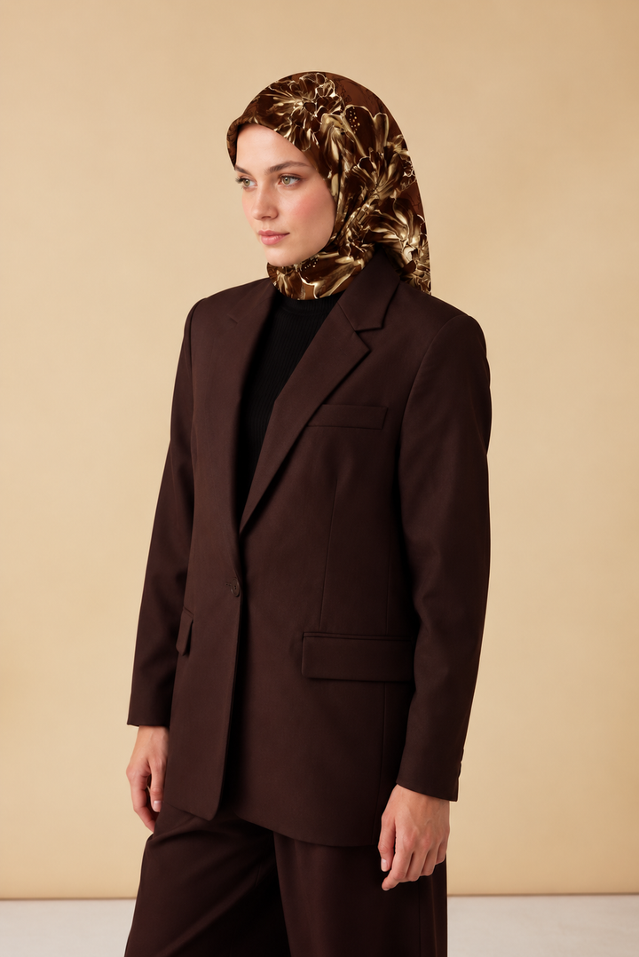 NEŞVE TİVİL İPEK EŞARP 90*90 CM - TABA - Görsel 1