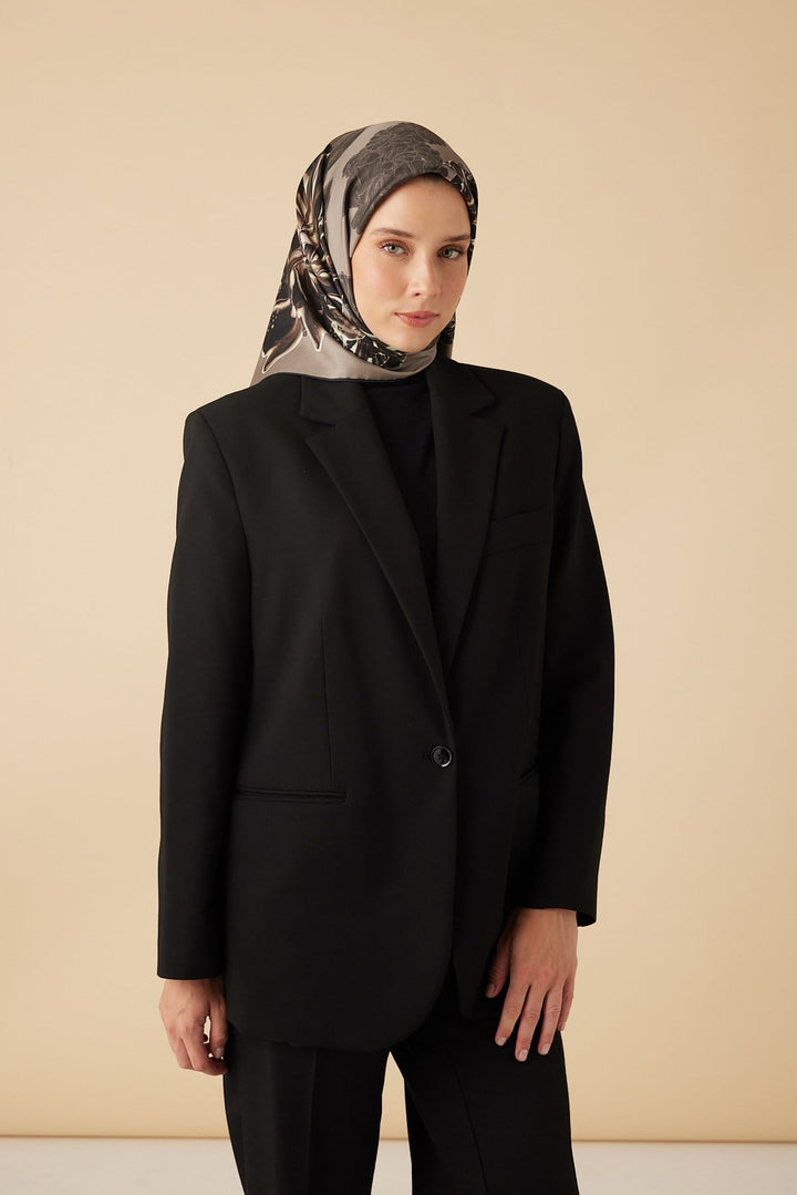 NEŞVE TİVİL İPEK EŞARP 90*90 CM - VİZON - Görsel 3