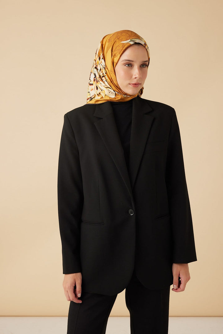 NEŞVE TİVİL İPEK EŞARP 90*90 CM - HARDAL - Görsel 2