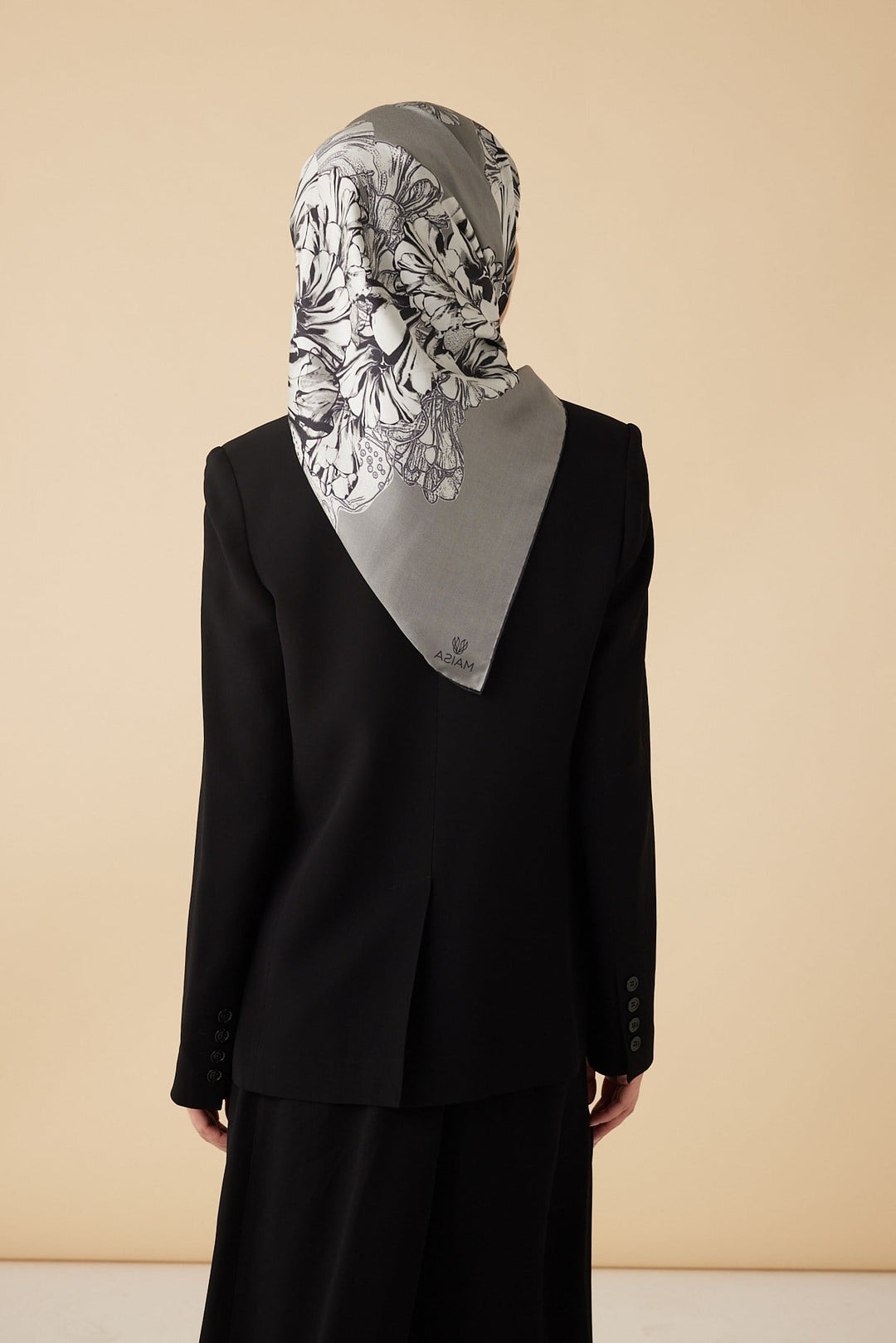 NEŞVE TİVİL İPEK EŞARP 90*90 CM - GRİ - Görsel 6