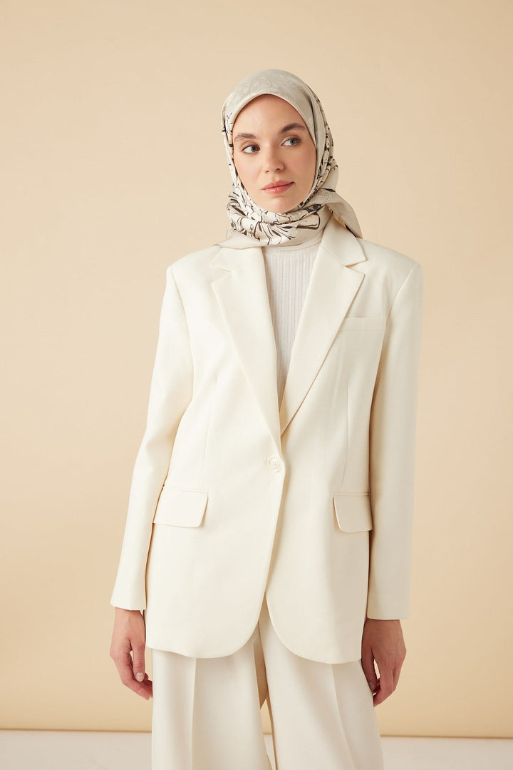 NEŞVE TİVİL İPEK EŞARP 90*90 CM - BEJ - Görsel 1
