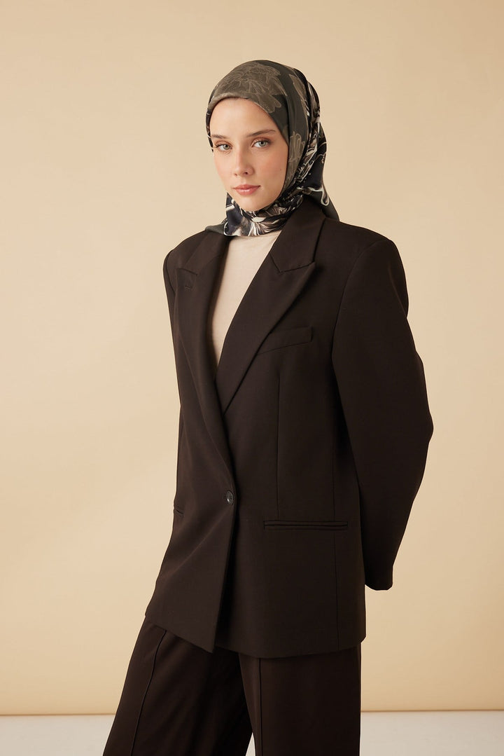 NEŞVE TİVİL İPEK EŞARP 90*90 CM - ACI KAHVE - Görsel 4