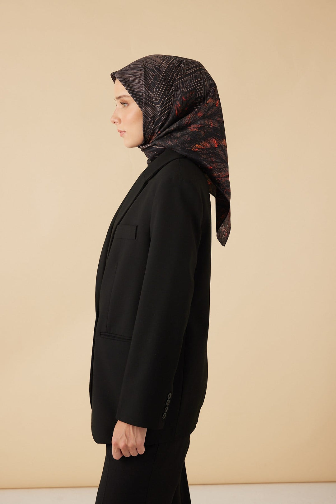 RAVZA MULBERRY İPEK EŞARP 90*90 CM - ACI KAHVE - Görsel 5