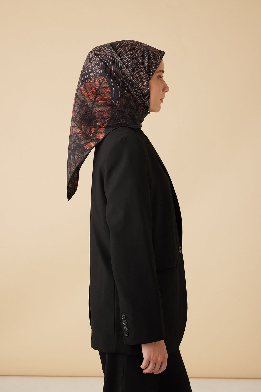 RAVZA MULBERRY İPEK EŞARP 90*90 CM - ACI KAHVE - Görsel 6