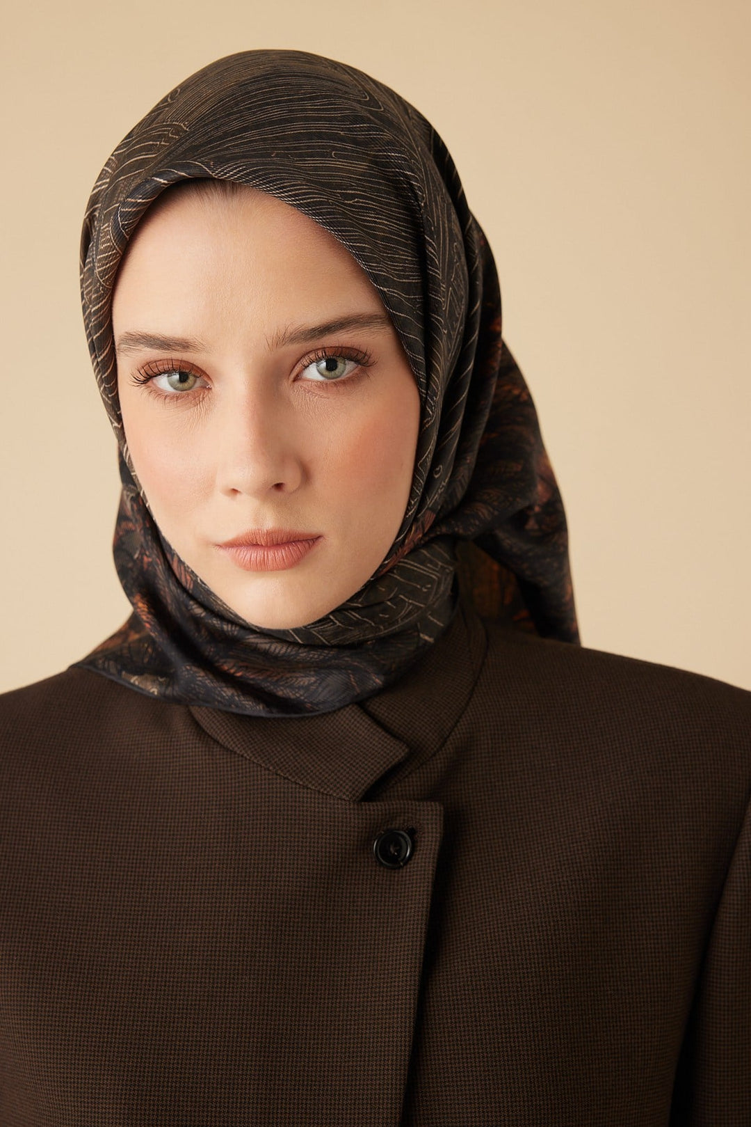 RAVZA MULBERRY İPEK EŞARP 90*90 CM - HAKİ - Görsel 1