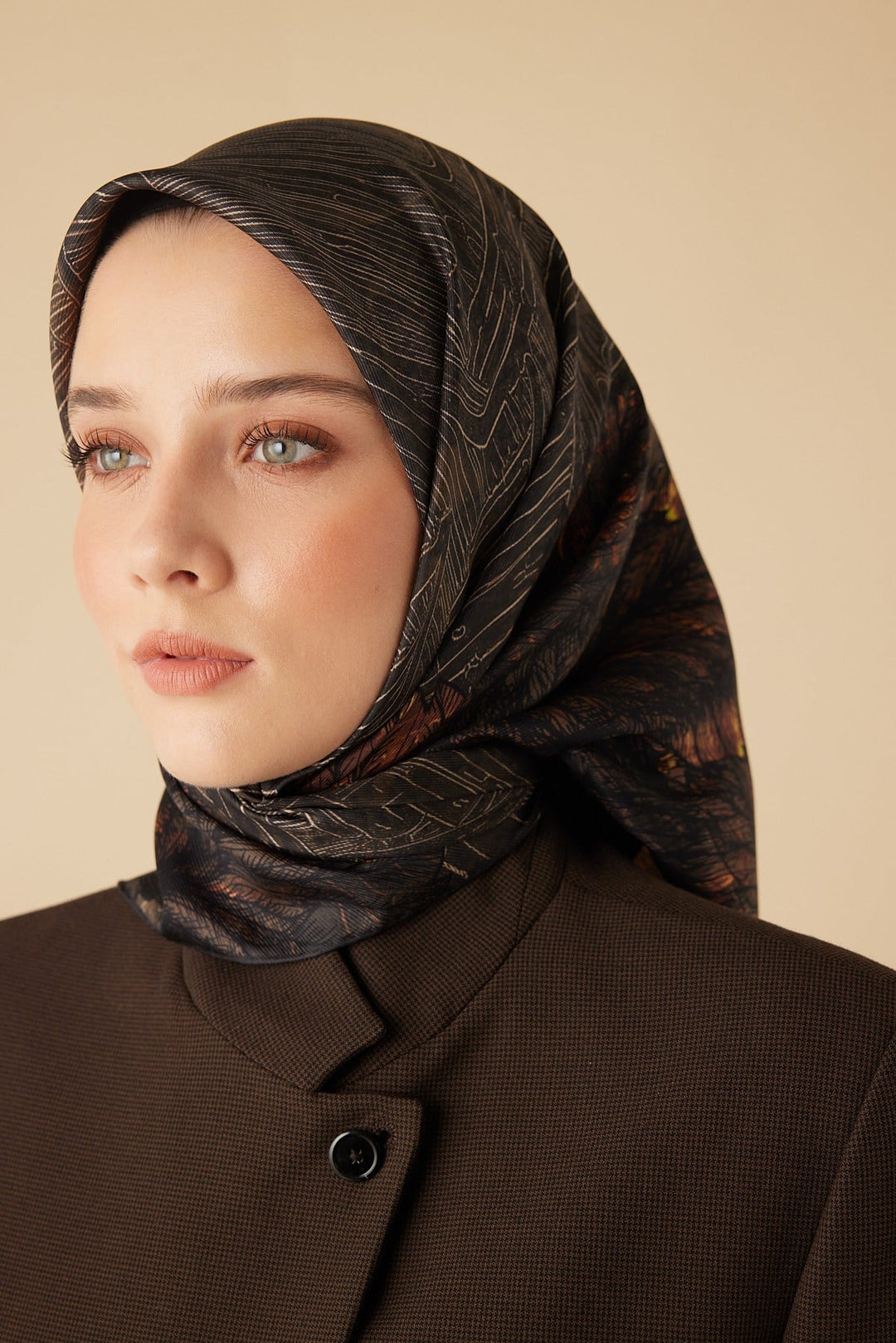 RAVZA MULBERRY İPEK EŞARP 90*90 CM - HAKİ - Görsel 2