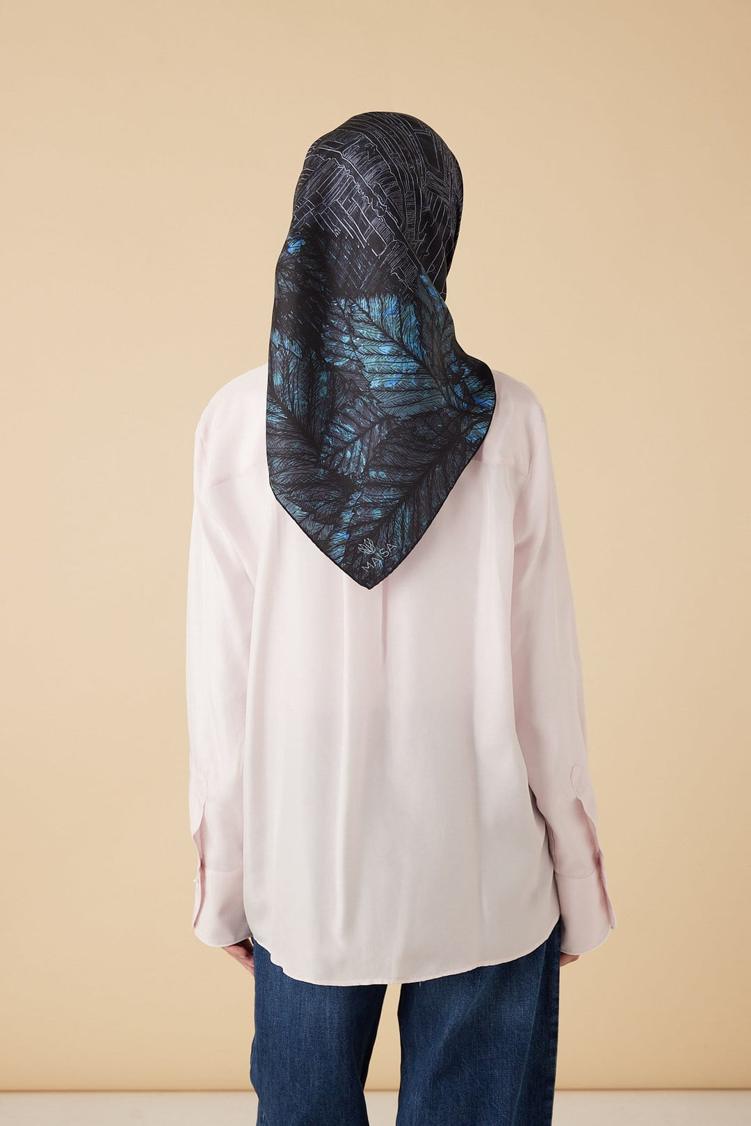 RAVZA MULBERRY İPEK EŞARP 90*90 CM - LACİVERT - Görsel 6