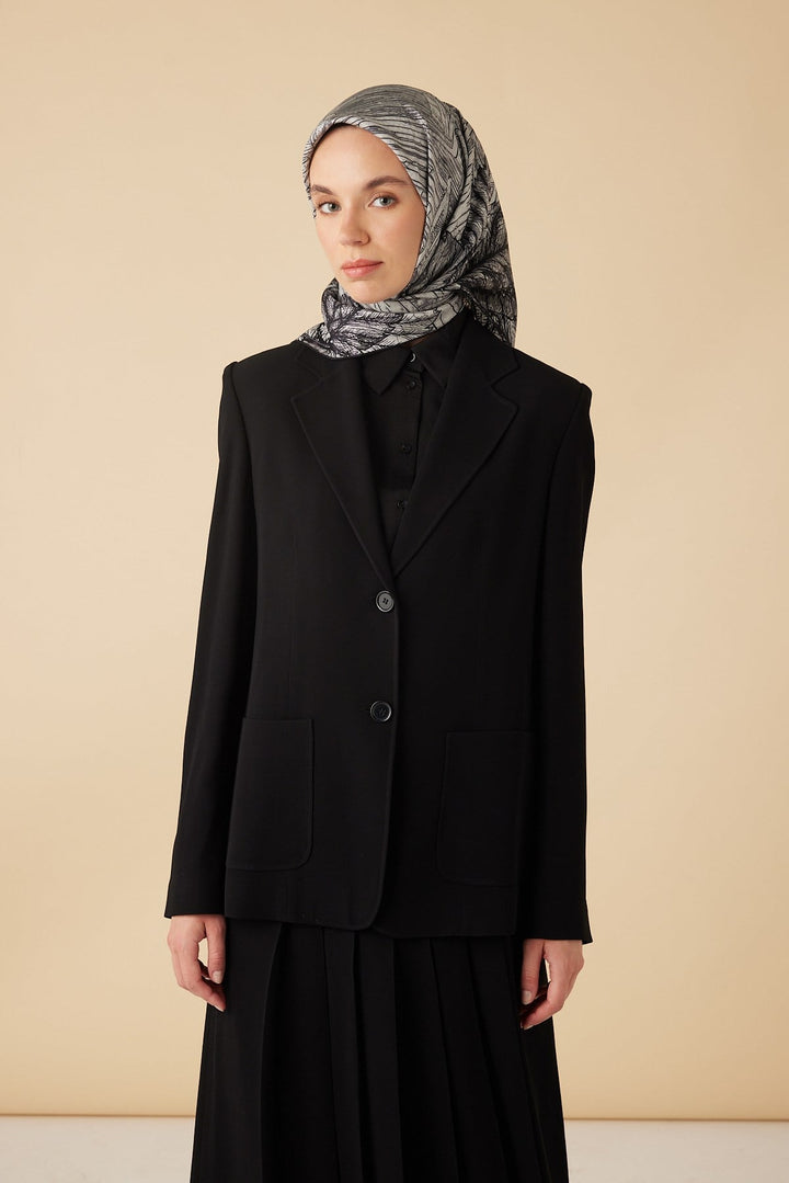 RAVZA MULBERRY İPEK EŞARP 90*90 CM - GRİ - Görsel 3
