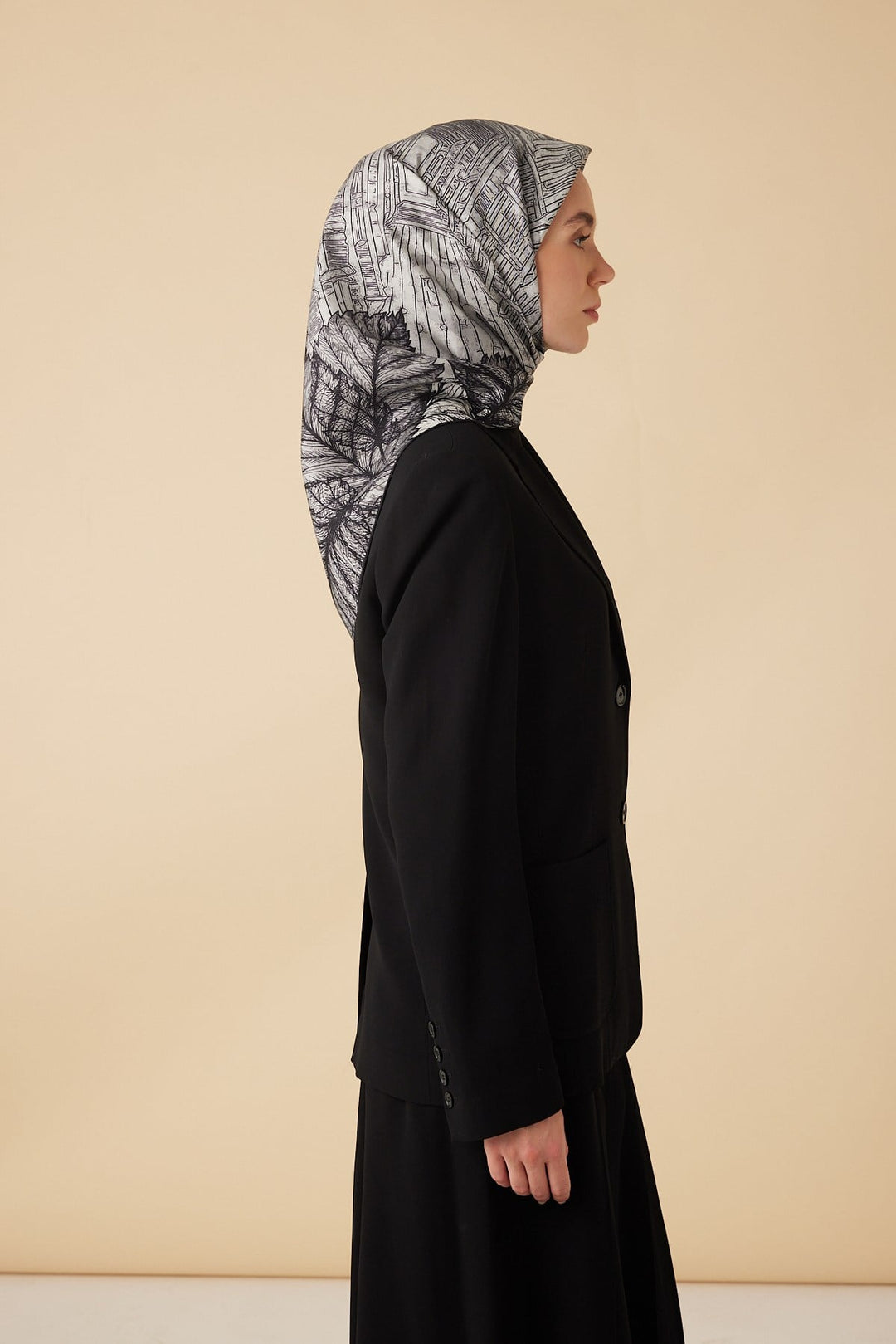 RAVZA MULBERRY İPEK EŞARP 90*90 CM - GRİ - Görsel 5
