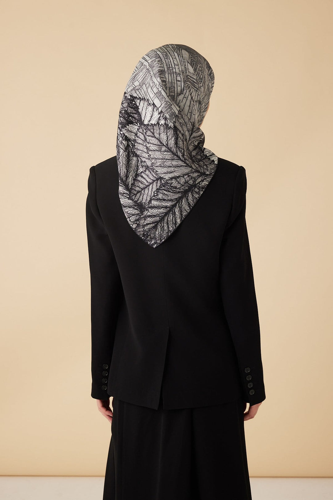 RAVZA MULBERRY İPEK EŞARP 90*90 CM - GRİ - Görsel 6