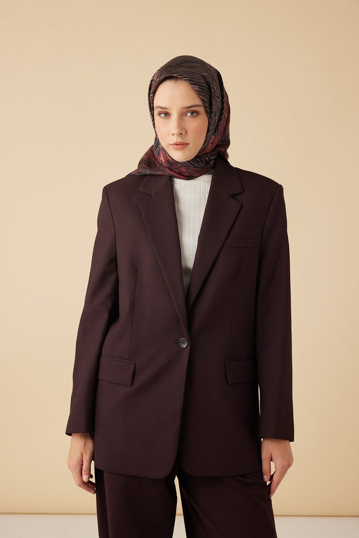 RAVZA MULBERRY İPEK EŞARP 90*90 CM - BORDO - Görsel 1
