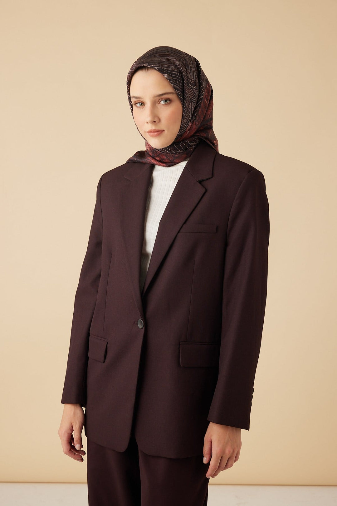 RAVZA MULBERRY İPEK EŞARP 90*90 CM - BORDO - Görsel 2