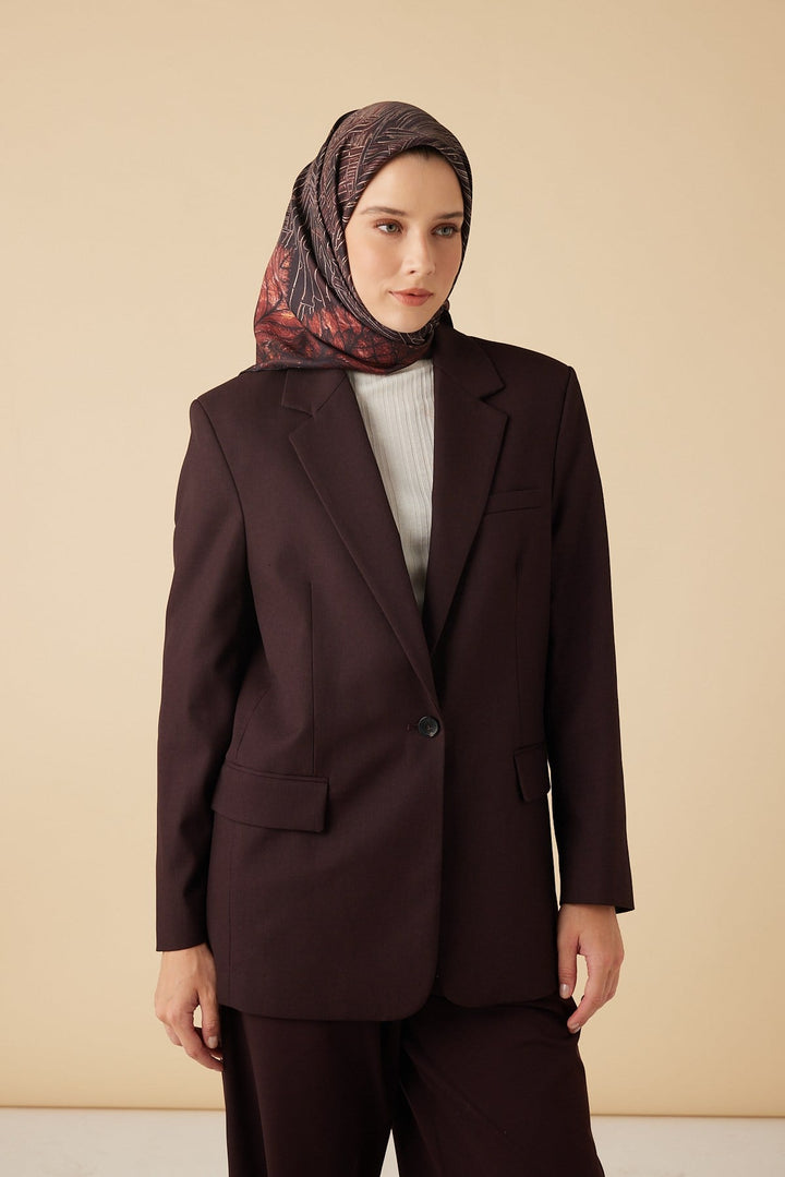 RAVZA MULBERRY İPEK EŞARP 90*90 CM - BORDO - Görsel 3