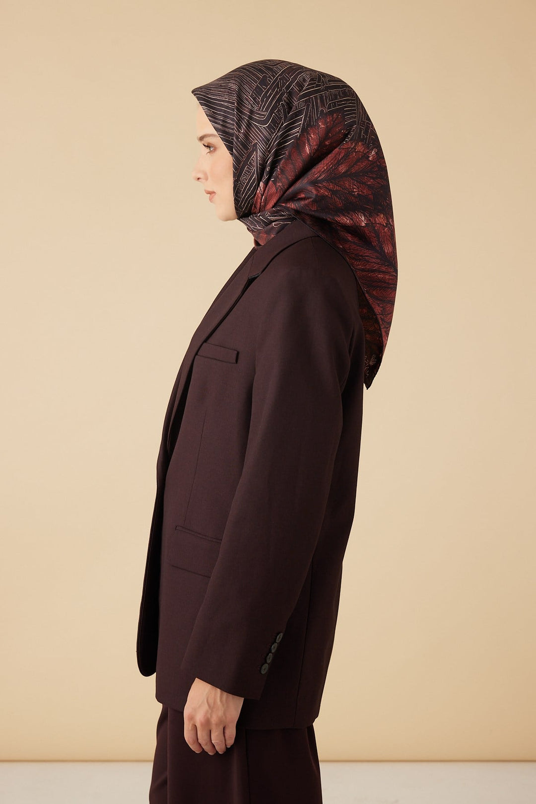 RAVZA MULBERRY İPEK EŞARP 90*90 CM - BORDO - Görsel 4