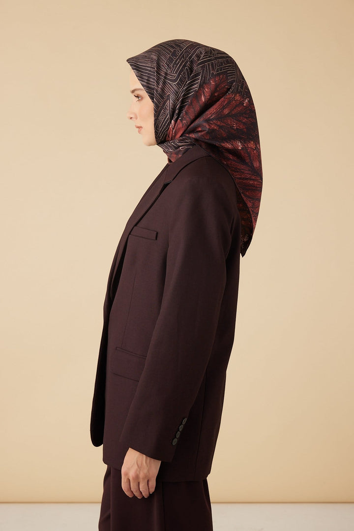 RAVZA MULBERRY İPEK EŞARP 90*90 CM - BORDO - Görsel 4