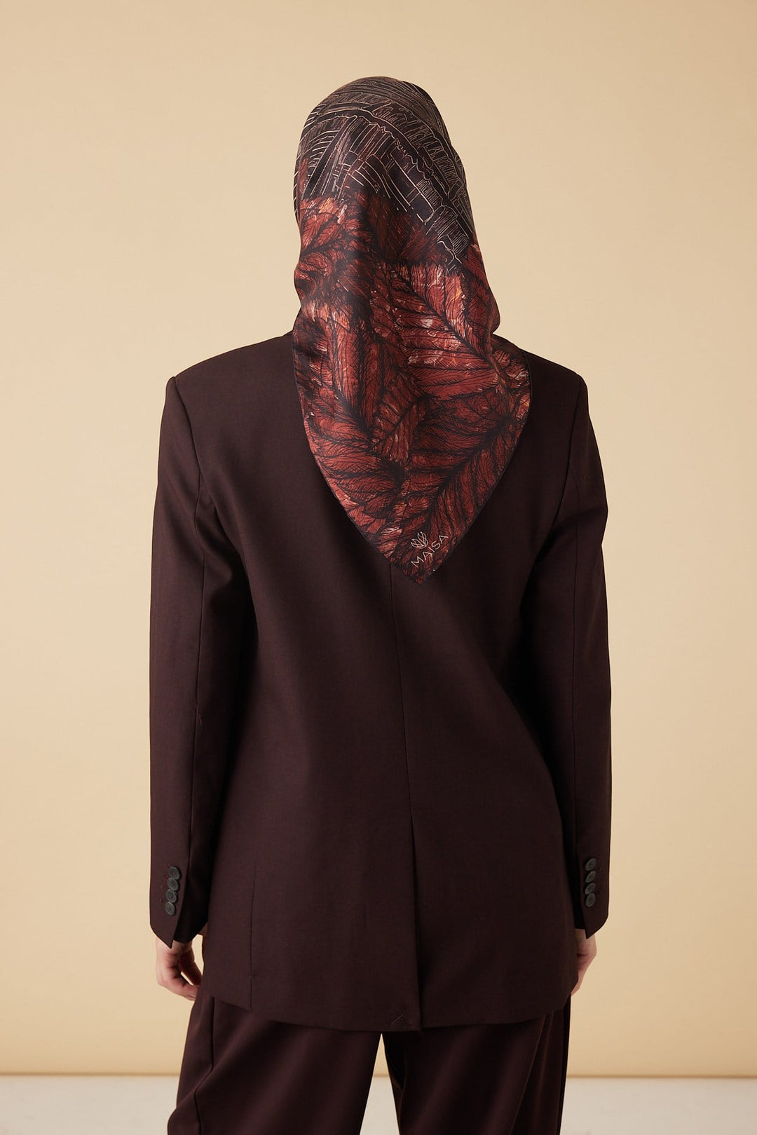 RAVZA MULBERRY İPEK EŞARP 90*90 CM - BORDO - Görsel 6