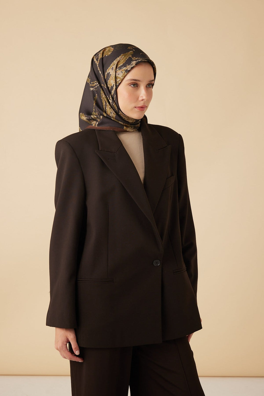 CEVLAN MULBERRY İPEK EŞARP 90*90 CM - HAKİ - Görsel 3