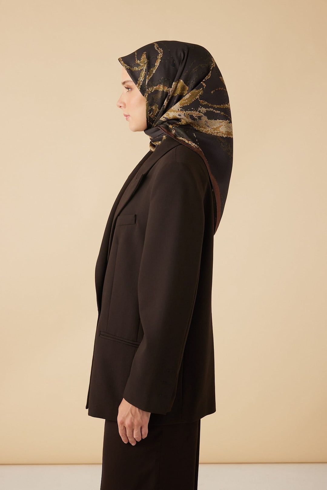 CEVLAN MULBERRY İPEK EŞARP 90*90 CM - HAKİ - Görsel 4