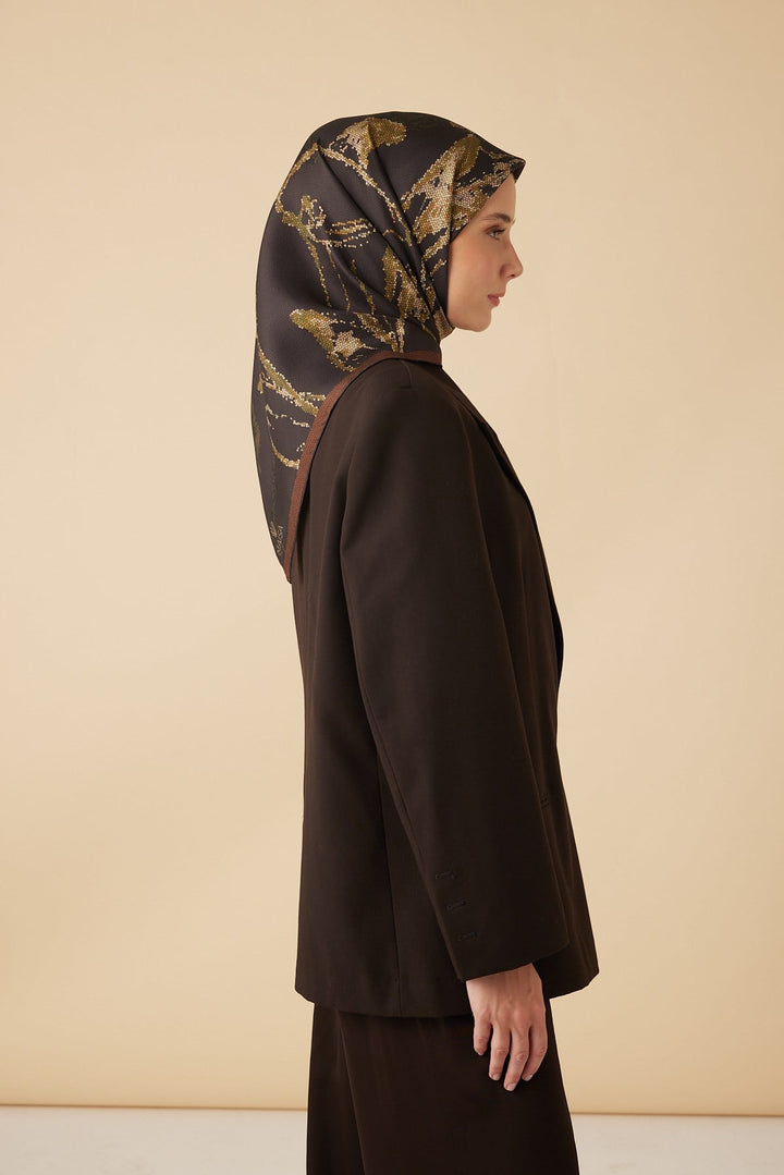 CEVLAN MULBERRY İPEK EŞARP 90*90 CM - HAKİ - Görsel 5