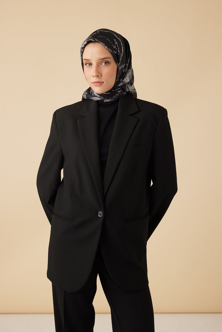 CEVLAN MULBERRY İPEK EŞARP 90*90 CM - ANTRASİT - Görsel 1