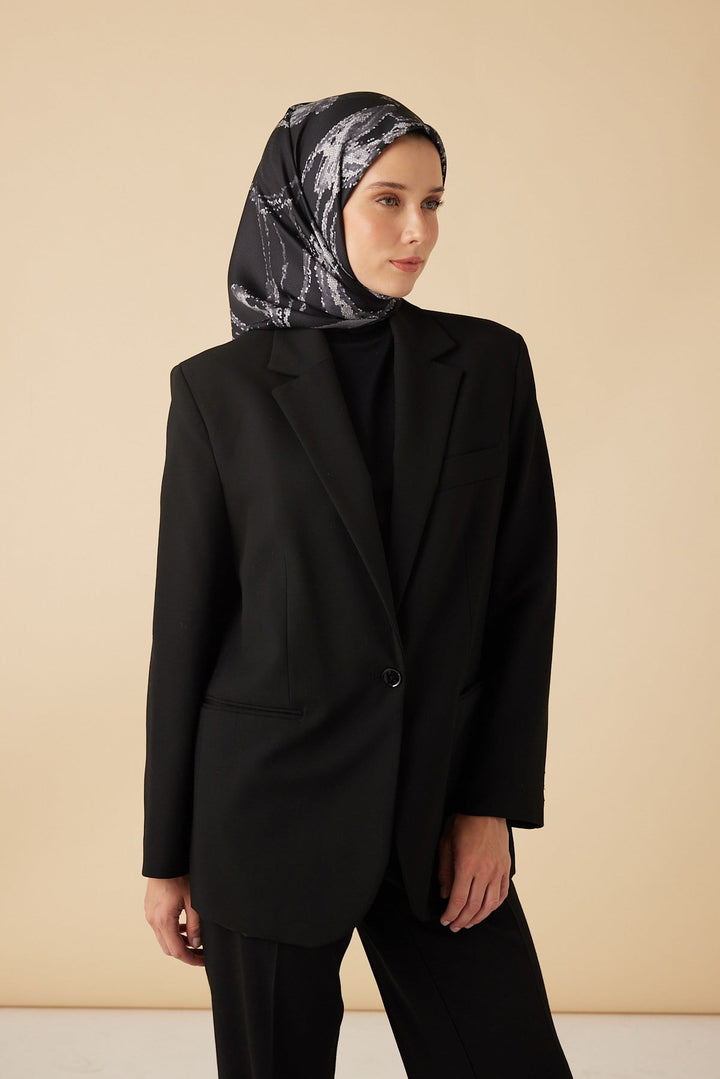 CEVLAN MULBERRY İPEK EŞARP 90*90 CM - ANTRASİT - Görsel 2