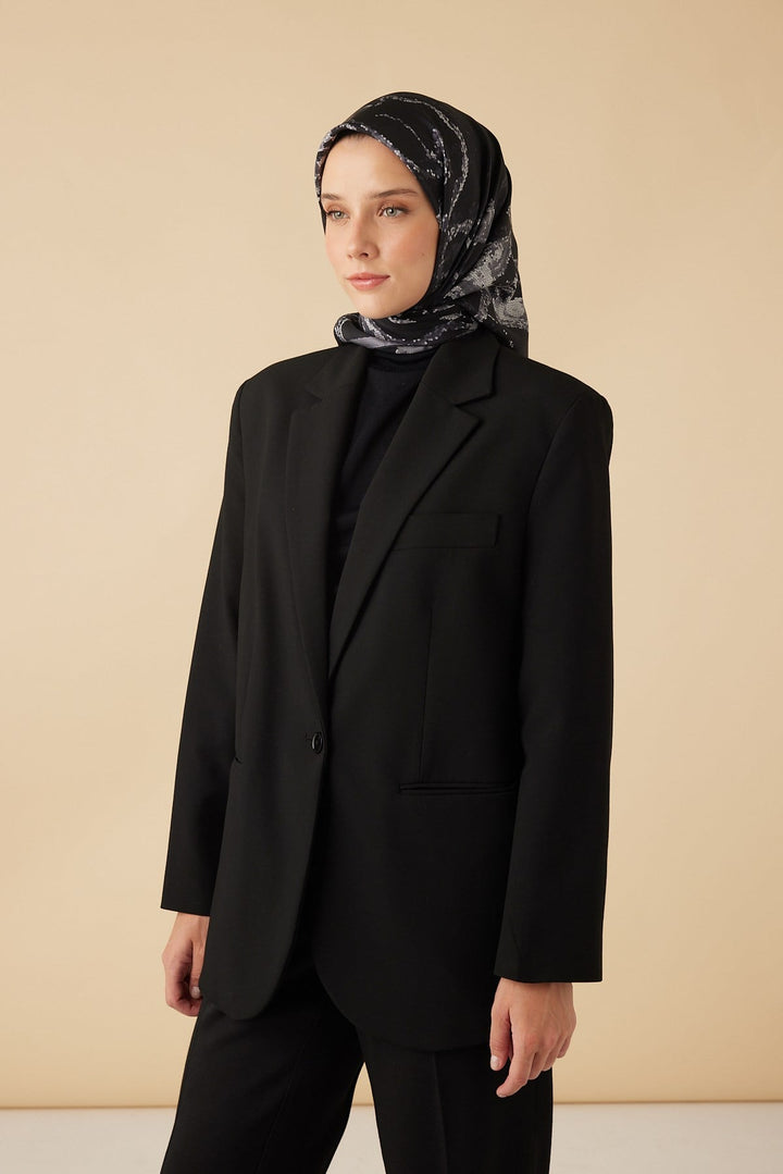 CEVLAN MULBERRY İPEK EŞARP 90*90 CM - ANTRASİT - Görsel 3