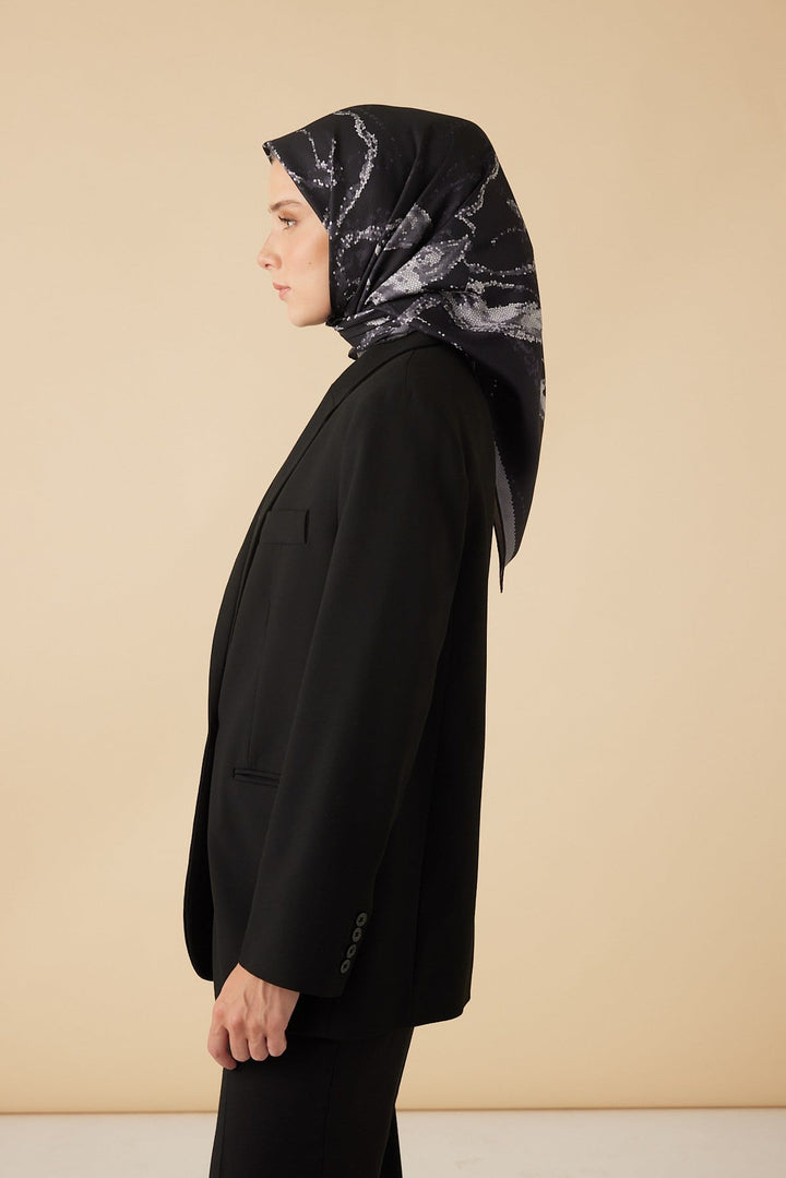 CEVLAN MULBERRY İPEK EŞARP 90*90 CM - ANTRASİT - Görsel 4