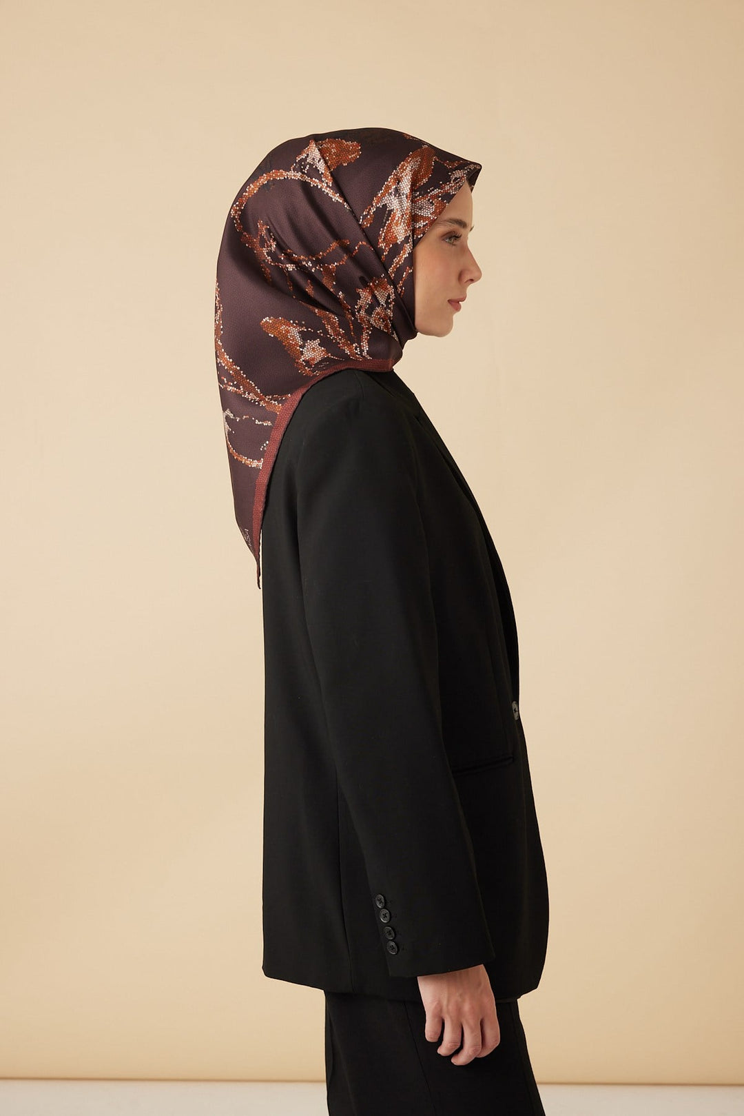 CEVLAN MULBERRY İPEK EŞARP 90*90 CM - KİREMİT - Görsel 5