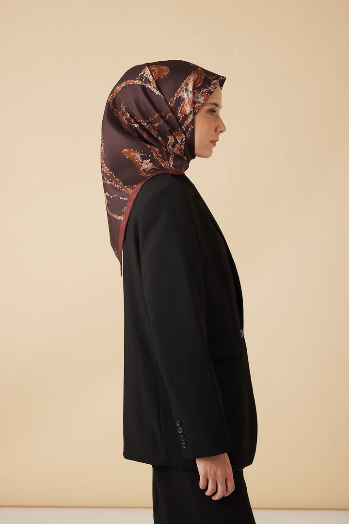 CEVLAN MULBERRY İPEK EŞARP 90*90 CM - KİREMİT - Görsel 5