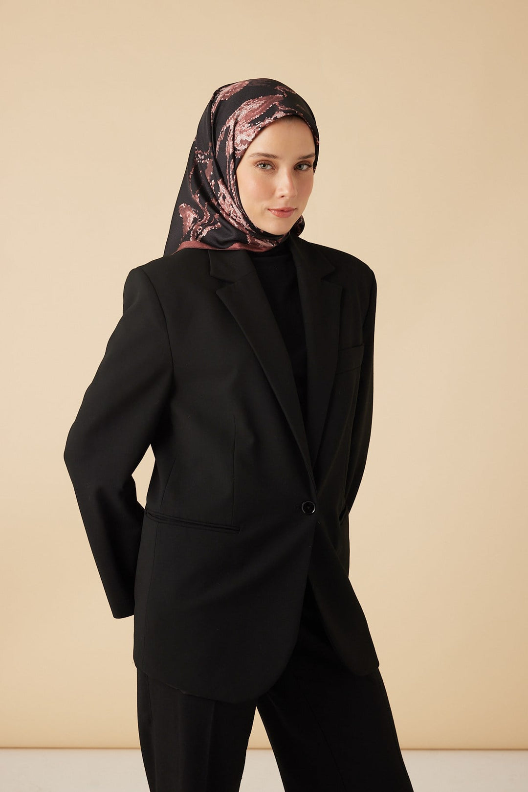 CEVLAN MULBERRY İPEK EŞARP 90*90 CM - GÜL KURUSU - Görsel 2