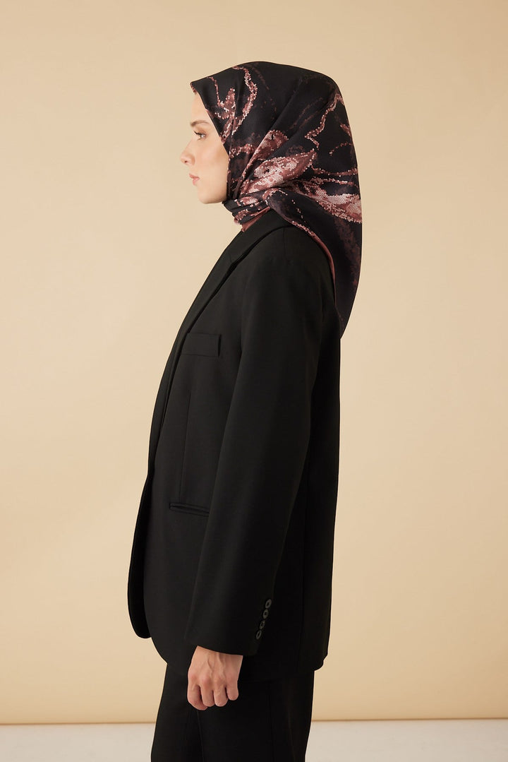 CEVLAN MULBERRY İPEK EŞARP 90*90 CM - GÜL KURUSU - Görsel 4
