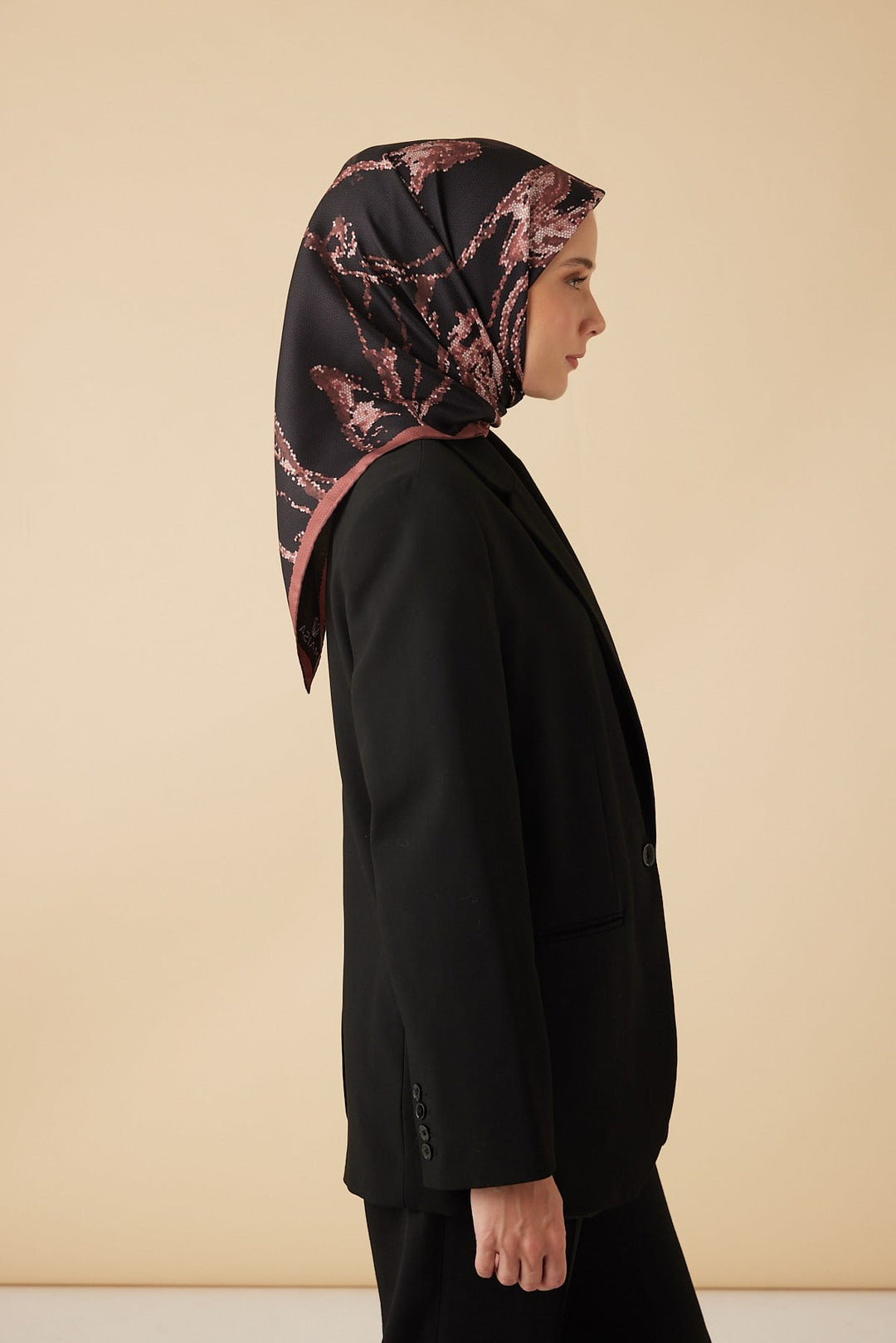 CEVLAN MULBERRY İPEK EŞARP 90*90 CM - GÜL KURUSU - Görsel 5
