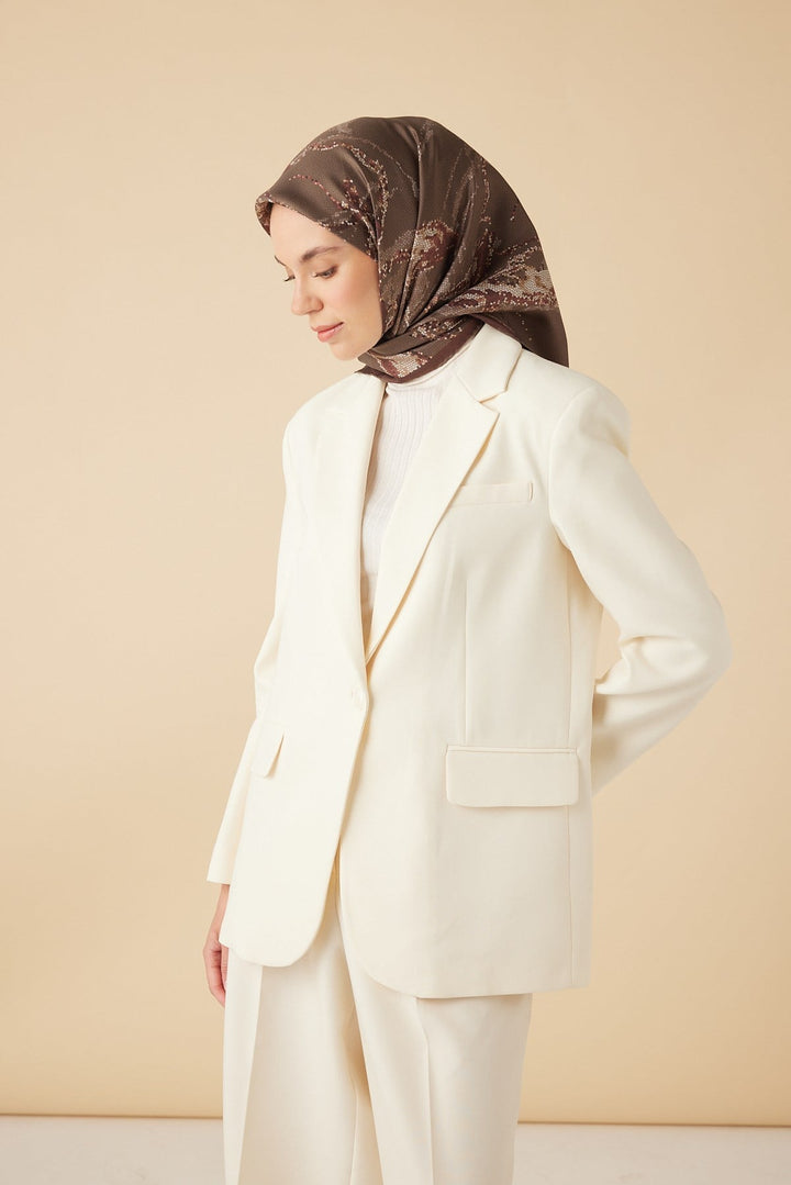 CEVLAN MULBERRY İPEK EŞARP 90*90 CM - VİZON - Görsel 3