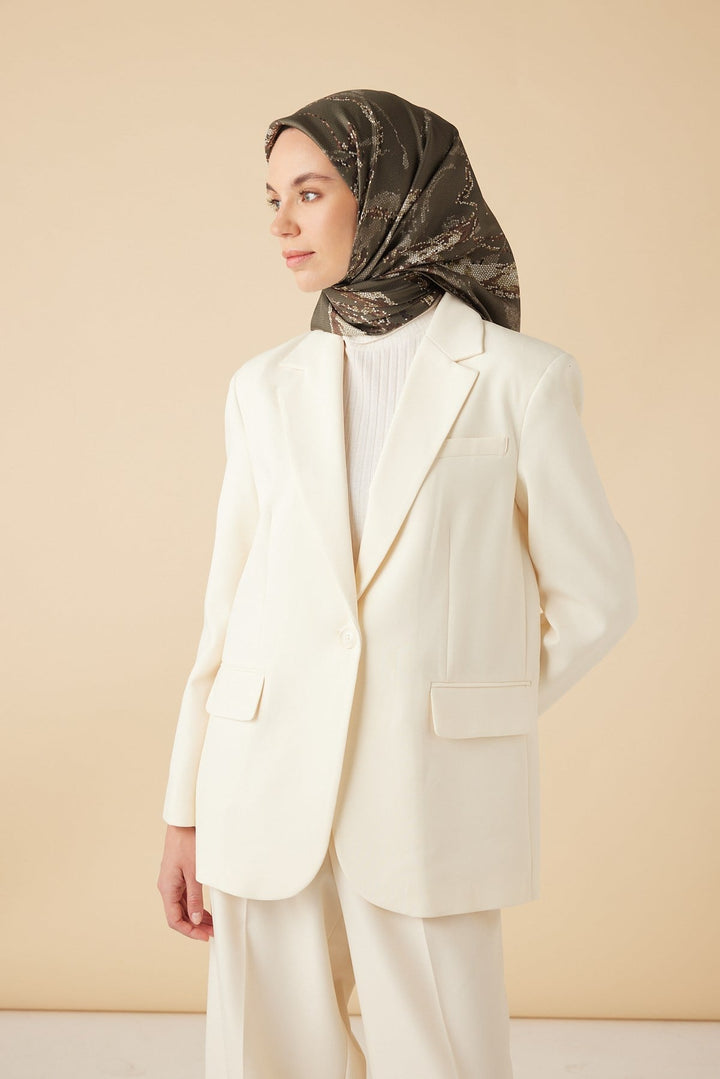 CEVLAN MULBERRY İPEK EŞARP 90*90 CM - ZEYTİN YEŞİLİ - Görsel 2