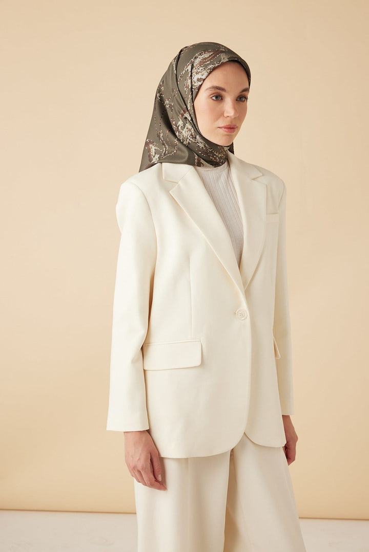 CEVLAN MULBERRY İPEK EŞARP 90*90 CM - ZEYTİN YEŞİLİ - Görsel 3