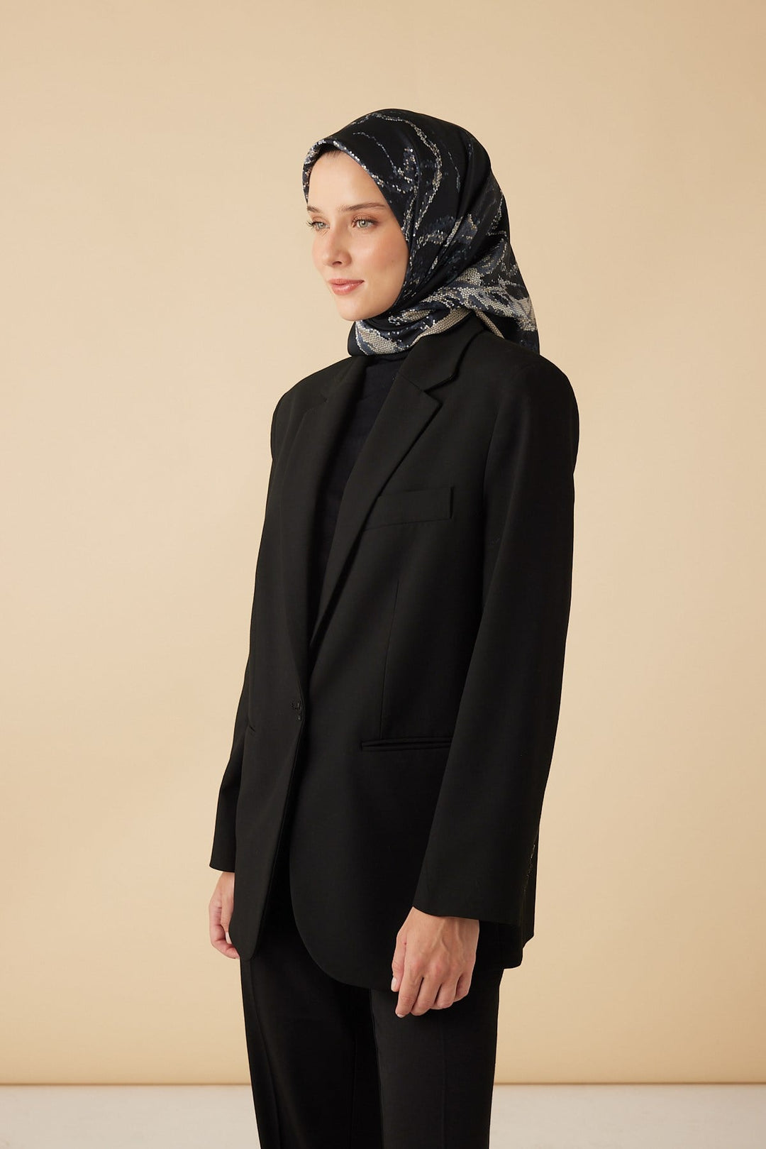 CEVLAN MULBERRY İPEK EŞARP 90*90 CM - KOYU MAVİ - Görsel 2